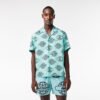 chemise lacoste globe print bleu clair