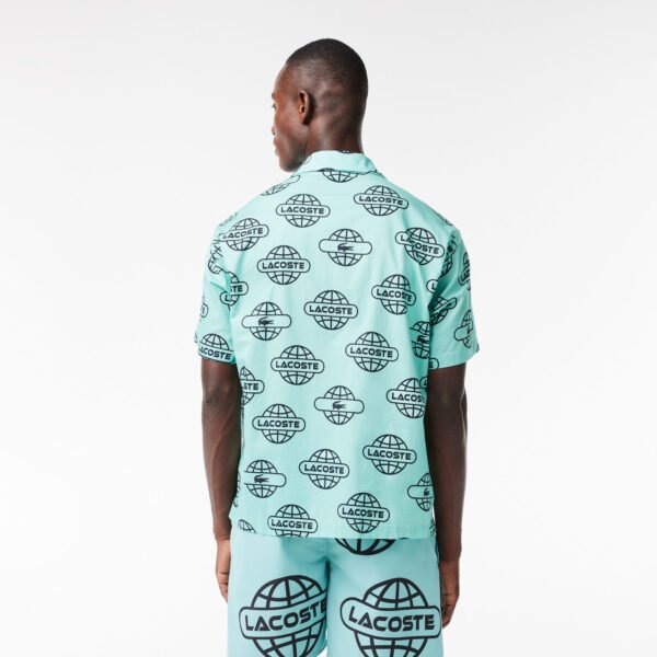chemise lacoste globe print bleu clair